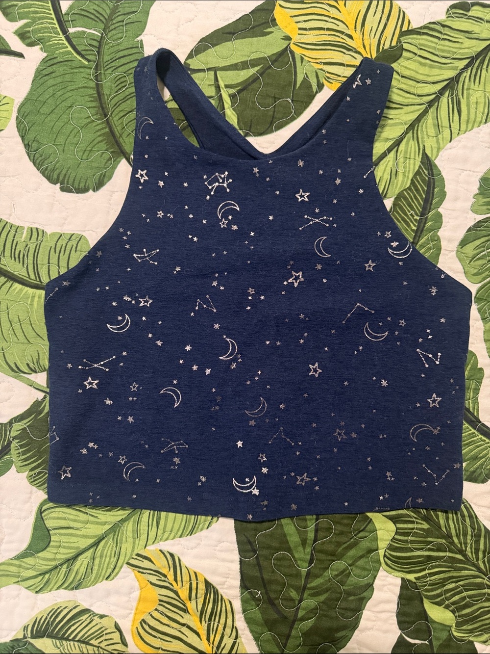 Beyond Yoga Navy Moon & Stars Crop Bra Tank Top